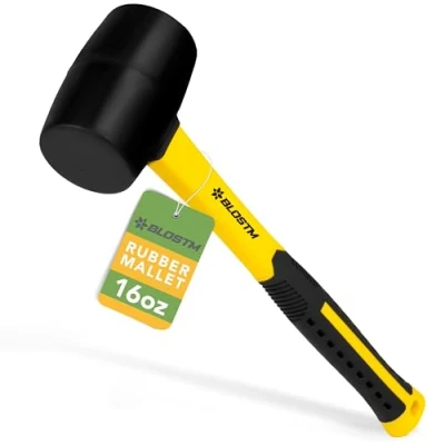 Image of BLOSTM Heavy Duty Rubber Mallet Ideal 16oz. Solid for Slabs, Bricklaying, Tent Pegs etc. (Leaves no Marks) 32cm Hammer