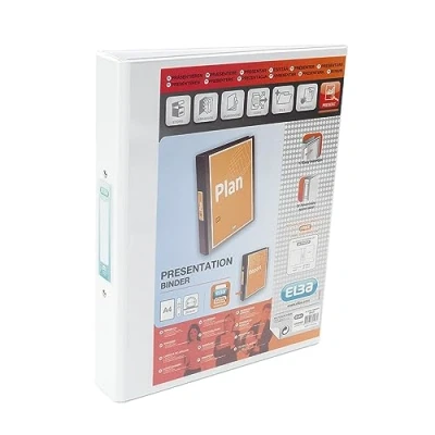 Image of Elba A4 2 O Ring Binder, 25mm capacity, 30mm spine, Presentation Folder with Customisable Cover, Portrait, White (Single)
