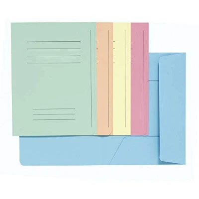 Image of Exacompta Ref 235000E Super 210 Printed 3 Flap Folders 240 x 320mm in Size, Suitable for A4 Documents, 210gsm Card, Pre Front Assorted Colours (Pack of 50)
