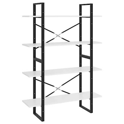 Image of vidaXL 2 Tier Book Cabinet Shelving Home Living Room Office Bedroom Furniture Bookcase Shelf Storage Rack Organiser White Chipboard
