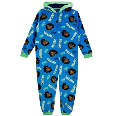 Image of Disney Boys Bruno Encanto Onesie Kids Fleece All In One Nightwear Blue 4 5 Years