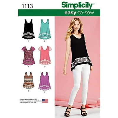 Image of Simplicity Ladies Easy Sewing Pattern 1113 Shaped Hemline Summer Tops