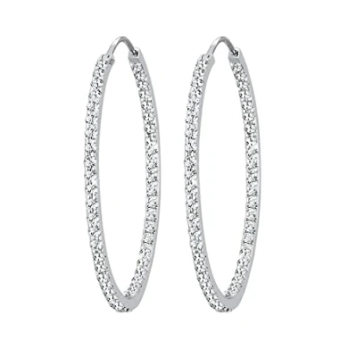 Image of Elli Earrings Creoles Crystals 925 Sterling Silver