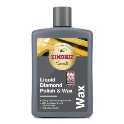 Image of Simoniz Liquid Diamond Polish &amp; Wax, Car Wax Polish, Dual Action, Rejuvenates Protects Paintwork, Essential Cleaning Products For High Gloss Finish, Carnauba Solvent Free, 475ml