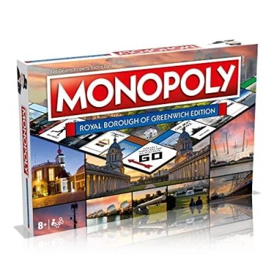 Image of Winning Moves Royal Borough of Greenwich Monopoly Board Game, Tour National Maritime Museum and Cutty Sark, 26 players makes a great gift for aged 8 plus