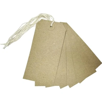 Image of Pack of 50 Brown Buff Strung Tags 120mm x 60mm