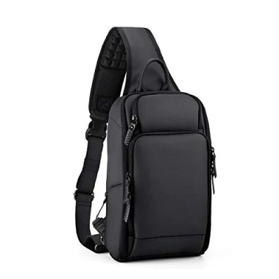 Image of FANDARE Men Sling Bag Chest Pack with USB Crossbody One Strap Backpack Large Capacity Shoulder for Travel Cycling Camping Hiking Waterproof Polyester Black