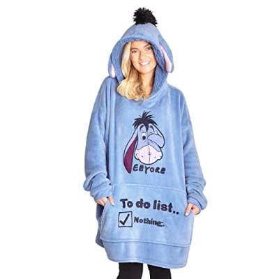 Image of Disney Hoodie Blanket, Sherpa Fleece Oversized Hoodie, Eeyore Stitch Gifts (Blue Eeyore)