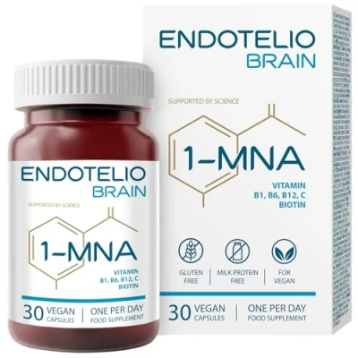 Image of Endotelio Brain 1 MNA, Anti Aging, Optimizing NAD+, Ginkgo Biloba, Zinc, Biotin, Vitamin C and B Complex, Biohacking Supplement, Memory, Focus, Mood, Enhanced Bioavailability, 30 Caps