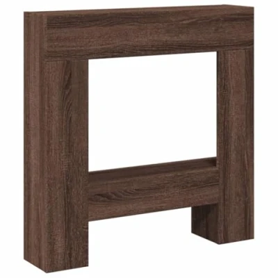 Image of vidaXL Fireplace Surround Brown Oak Engineered Wood Mantel LED Flame Compatible 81 x 18 82 cm