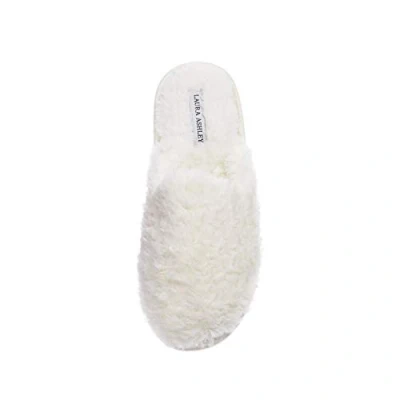 Image of Laura Ashley Ladies All Over Plush W/Memory Foam Slippers white Size: M