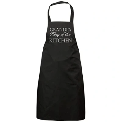 Image of 60 Second Makeover Limited Grandpa King Of The Kitchen Black Apron Novelty Gift Chef Present Fathers Day