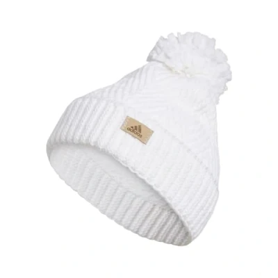 Image of adidas Women&#039;s Twilight Ballie Pom Beanie, White/Clear Onix Grey, One Size