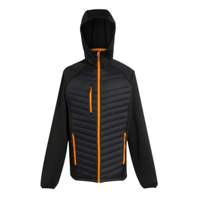 Image of Regatta Professional Men&#039;s Lightweight Navigate Hybrid Jacket Black Orange Pop, Size: Xxl