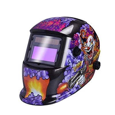Image of Nuzamas Solar Powered Auto Darkening Welding Helmet Mask Weld Face protection for Arc Tig Mig Grinding Plasma Cutting with Adjustable Shade Range DIN4/9 13 UV/IV DIN16 Clown