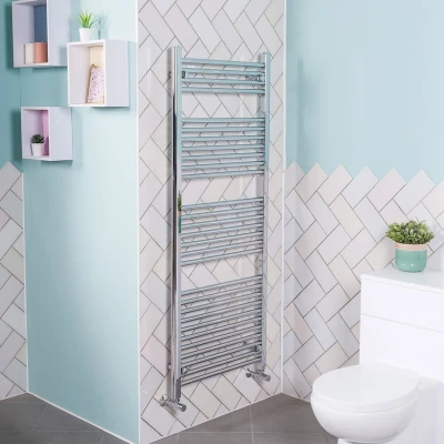 Image of WarmeHaus Contemporary Straight Heated Bathroom Towel Rail Radiator Rad 1500 x 600 Chrome