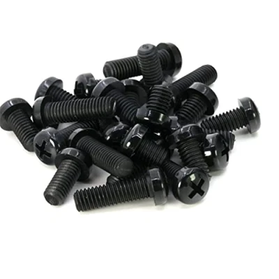Image of CONPHERON Nylon Screws Phillips Cross Round Head Machine Bolts Black Plastic Insulated M6x20 mm,50 pcs