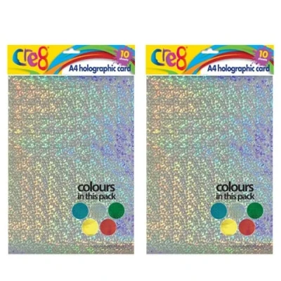 Image of A4 Holographic Red, Green, Blue, Silver and Gold Card, Pack of 20 Sheets