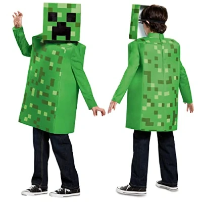 Image of Disguise Creeper Kids Minecraft DISK65642L Classic Mojang Costume, Boys, Green, Small, S