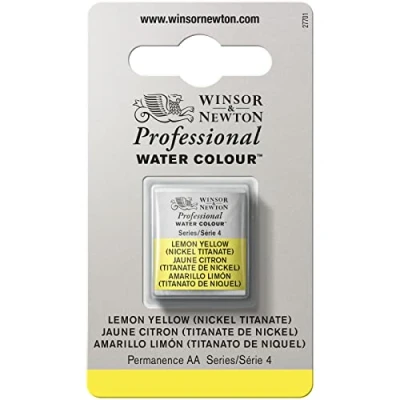 Image of Winsor &amp; Newton Professional Watercolour Paint, Artist Quality, Finest Pigments, Lemon Nickel Titanium, Half Pan