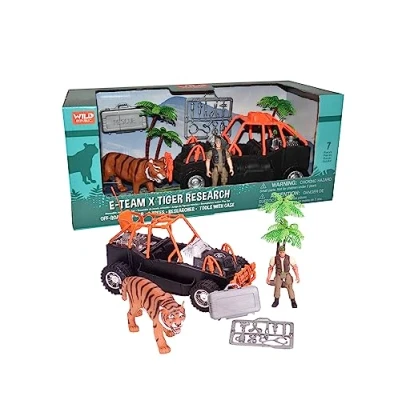 Image of Wild Republic 16826 E Team X Set Tiger Rescue Playset, Action Figure, Animal, Vehicle, Accessories, Gifts for Kids