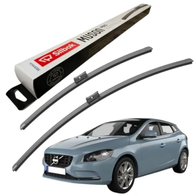 Image of Silbak Windscreen Wipers, fits for VOLVO V40 2 (2012 ONWARDS) Front Wiper Blades, 650mm/480mm