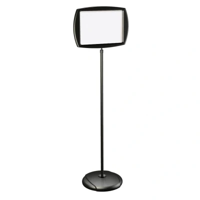 Image of Bi Office Safety Floor Sign Magnetic Dry Erase Black Rectangular Horizontal with preprinted inserts