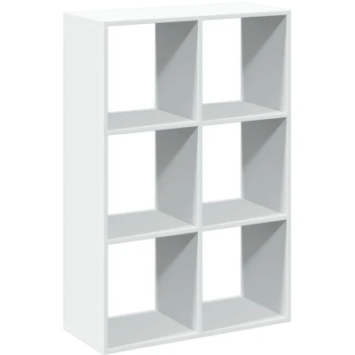 Image of vidaXL Room Divider Bookcase White Engineered Wood Bookshelf, 6 Cubical Compartments, 69.5 x 29 103.5 cm, Modern Storage Book Rack for Living Room/Bedroom/Study/Basement