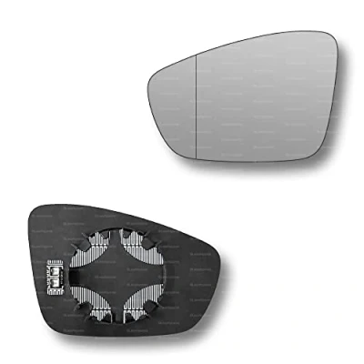 Image of Less4spares Replacement Wing Mirror Glass Left Compatible with VW Polo 2009 2017 CLIP ON Passnager Near Side N/S Heated Blind Spot