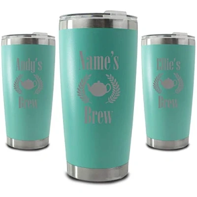 Image of Personalised Engraved 500ml Mint Travel Cup with Name&#039;s Brew Design, Personalise Any Name