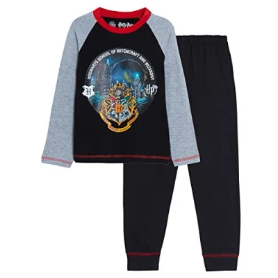 Image of Harry Potter Pyjamas Full Length Pjs Hogwarts Black/Grey 5 6 Years