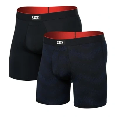 Image of Saxx Multi Sport Mesh 2 Pack Boxer Briefs, Full Tilt Chevron/Black XL