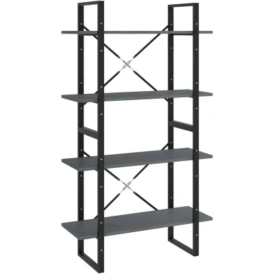 Image of vidaXL 4 Tier Book Cabinet Grey 80x30x140 cm Solid Pine Wood