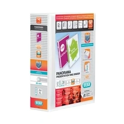 Image of Elba Panorama 65mm 4 D Ring Presentation Binder A4 White (4 Pack)