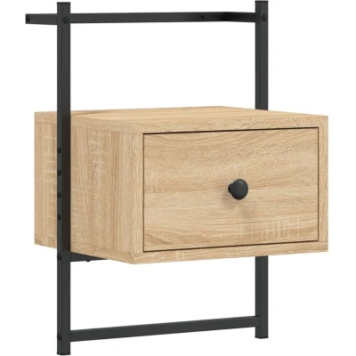 Image of vidaXL Bedside Cabinet Wall mounted Sonoma Oak 35x30x51 cm Engineered Wood