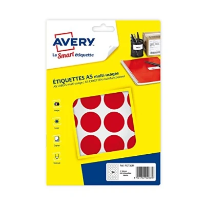 Image of Avery 240 Tablets Ø30 mm A5 Board Red (pet30r)