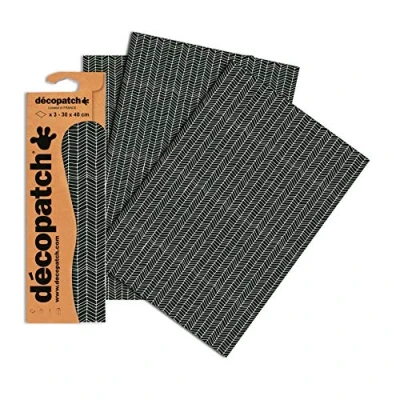 Image of Décopatch Ref C759O Black &amp; White Tyre Tread Pattern Paper Pack Each Sheet 30 x 40cm, of 3 Sheets Best Used With Décopach Glue Varnish,