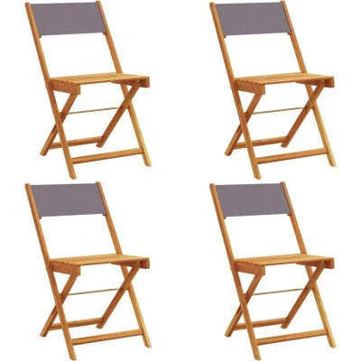 Image of vidaXL Folding Garden Chairs 4 pcs Anthracite Fabric and Solid Wood