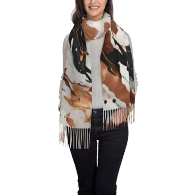 Image of UVBDF Marble Texture Copper Splatter Sweet Print Women&#039;S Super Soft Classic Cashmere Winter Fringed Scarf For Spring Fall
