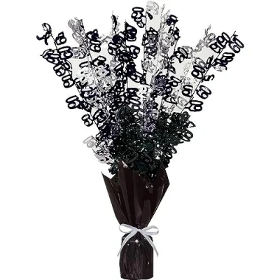 Image of Unique Party 56496 Glitz Black 80th Birthday Balloon Weight Centrepiece