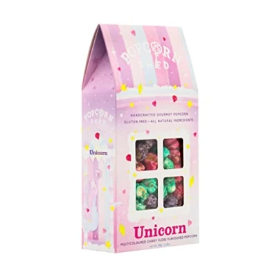 Image of Popcorn Shed Unicorn Gourmet Popcorn, Gift Box, Multicoloured Candy Floss Caramel Natural and Gluten Free Movie Night Snack, 80 g