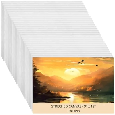 Image of Belle Vous 28 Pack Canvases Primed Canvas for Painting 20 x 30cm (8 12 inches) Blank Panels Artist Board White Cotton Suitable Acrylic, Oil Painting, Sketching