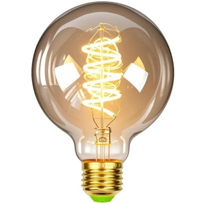 Image of TIANFAN Led Bulbs Vintage Light Bulb 4W Dimmable 220/240V E27 Edison Filament Specialty Decorative Ligth Warmth Glow (G95 Spiral Golden)