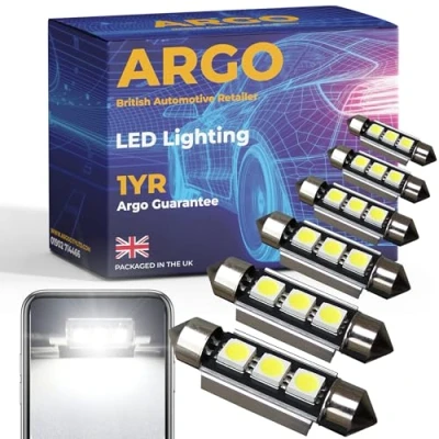 Image of Argo 6 Pcs 39mm 239 Festoon C5w LED Car Bulb Smd Xenon White Bright Dome Reading License Number Plate Interior Bulbs 272 T4W Map Lamps Rear Boot Light Footwell 12v
