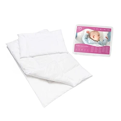 Image of 2 Piece Duvet Quilt &amp; Flat Pillow Set for Baby Cot Bed (135x100 cm)