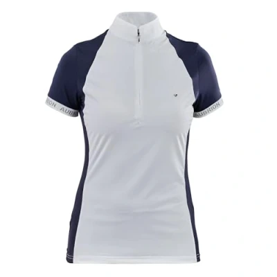 Image of Aubrion Shires Newbel Young Rider Childrens Show Shirt Navy Blue 7 8 Years