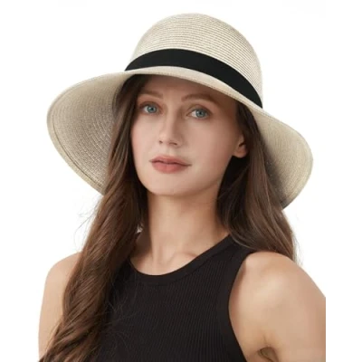 Image of Zylioo L Straw Hats Large UV Protection Sun Hat for Big Heads Wide Brim Summer Holiday
