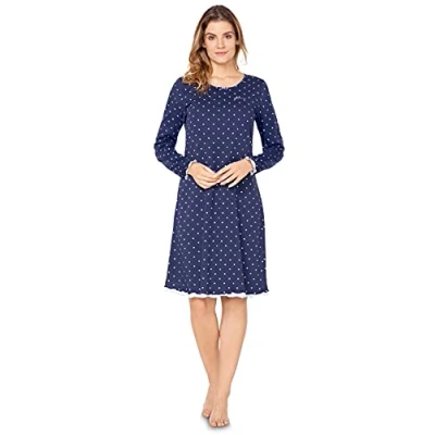 Image of e.Femme Women&#039;s Night Shirt Marion 333 Cotton with Modal Marine 12