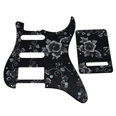 Image of KAISH 3D Printed Strat Style HSS Guitar Plastic Pickguard ST Back Plate Tremolo Trem Cover for Stratocaster/Strat Made in Mexico Flower Pattern