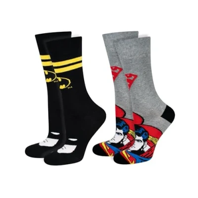 Image of soxo Funny Men Socks Cotton Funky Gifts Mens Walking Colorful Sock 6.5 10.5 Grey Black 2 Pairs